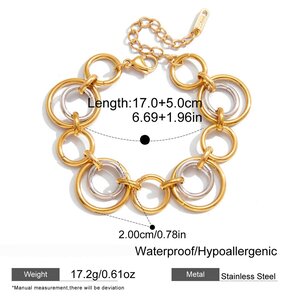 1 Piece Classic Circle Mixed Gold And Silver Colors Stainless Steel Waterproof Women's Chain Bracelets h5 Picture2