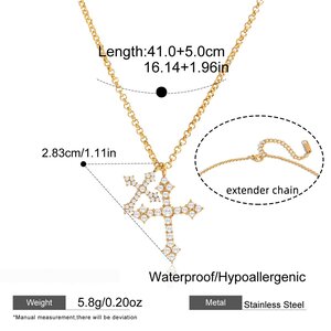 1 Piece Luxurious Cross Stainless Steel Waterproof Gold Color Women's Pendant Necklaces h5 Picture2