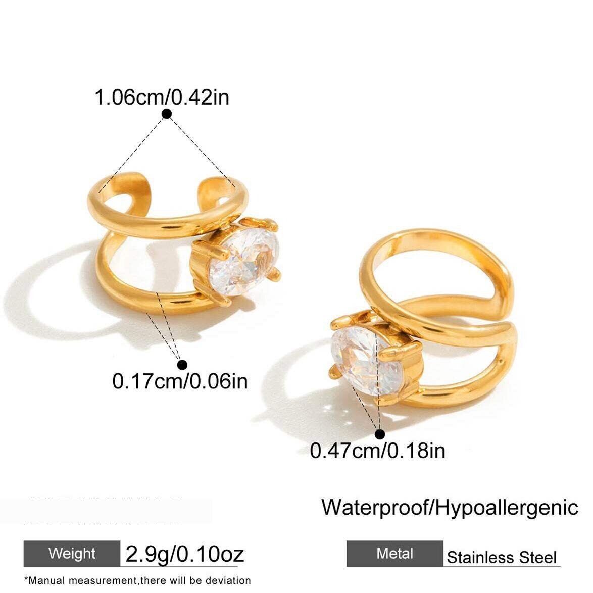 1 Pair Shining Twist Stainless Steel Waterproof Gold Color Women's Ear Cuffs h5 Picture2