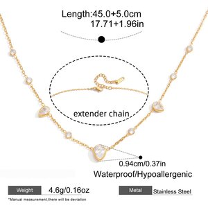 1 Piece Exquisite Droplet Stainless Steel Waterproof Gold Color Zircon Women's Pendant Necklaces h5 Picture2