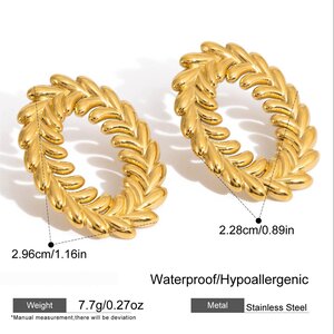 1 Pair Modern Leaf Shape Stainless Steel Waterproof Gold Color Women's Stud Earrings h5 Picture2