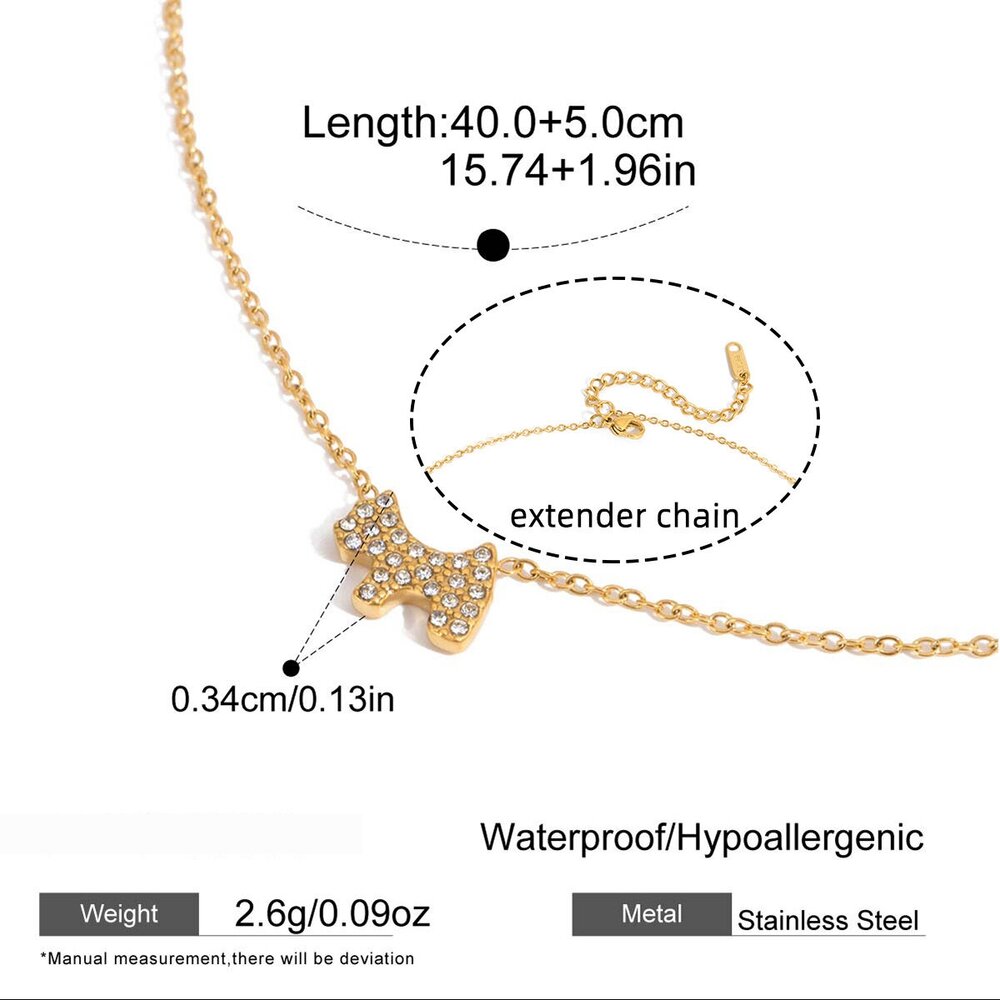 Collier Pendentif Femme « Chiot Mignon » En Acier Inoxydable Étanche Couleur Or (1 Pièce) Image2