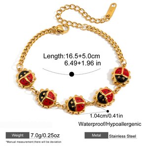 1 Piece Vivid Beetles Stainless Steel Waterproof Gold Color Women's Charm Bracelets h5 Picture2
