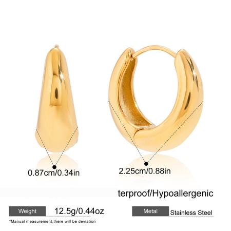 1 Paar moderne, runde, wasserfeste, goldfarbene Damen-Creolen aus Edelstahl