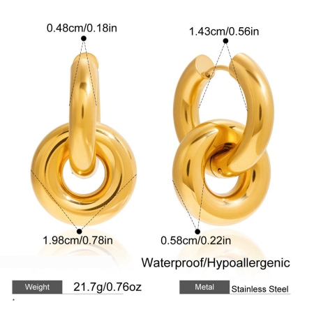 1 Paar moderne, wasserfeste Damen-Ohrhänger aus Edelstahl in Gold- und Silbertönen