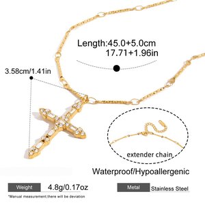 1 Pieza Delicada Cruz Estrella Acero Inoxidable Impermeable Color Dorado Collares Colgantes Para Mujer h5 Imagen2