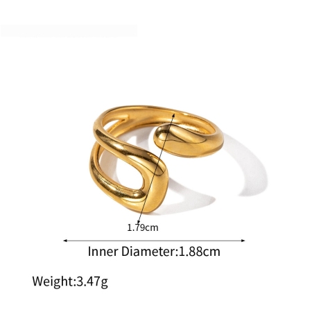 1 Stück Alltags-Statement-Ring aus Edelstahl, wasserfest, goldfarben, unregelmäßige Form