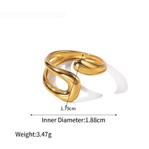 1 Stück Alltags-Statement-Ring Aus Edelstahl, Wasserfest, Goldfarben, Unregelmäßige Form h5