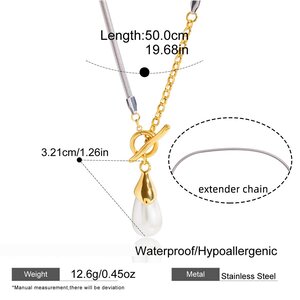 1 Piece Gorgeous Droplet Stainless Steel Waterproof Gold Color Women's Pendant Necklaces h5 Picture2