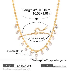1 Stuk Daily Droplet Roestvrijstalen Waterdichte Dameshanger Met Goudkleurige Zirkonia h5