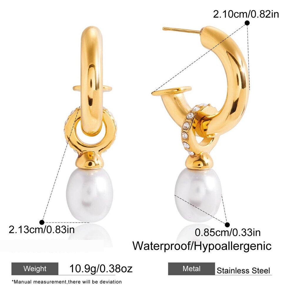 1 Pair Gorgeous Annular Stainless Steel Waterproof Gold Color Women's Drop Earrings Picture2