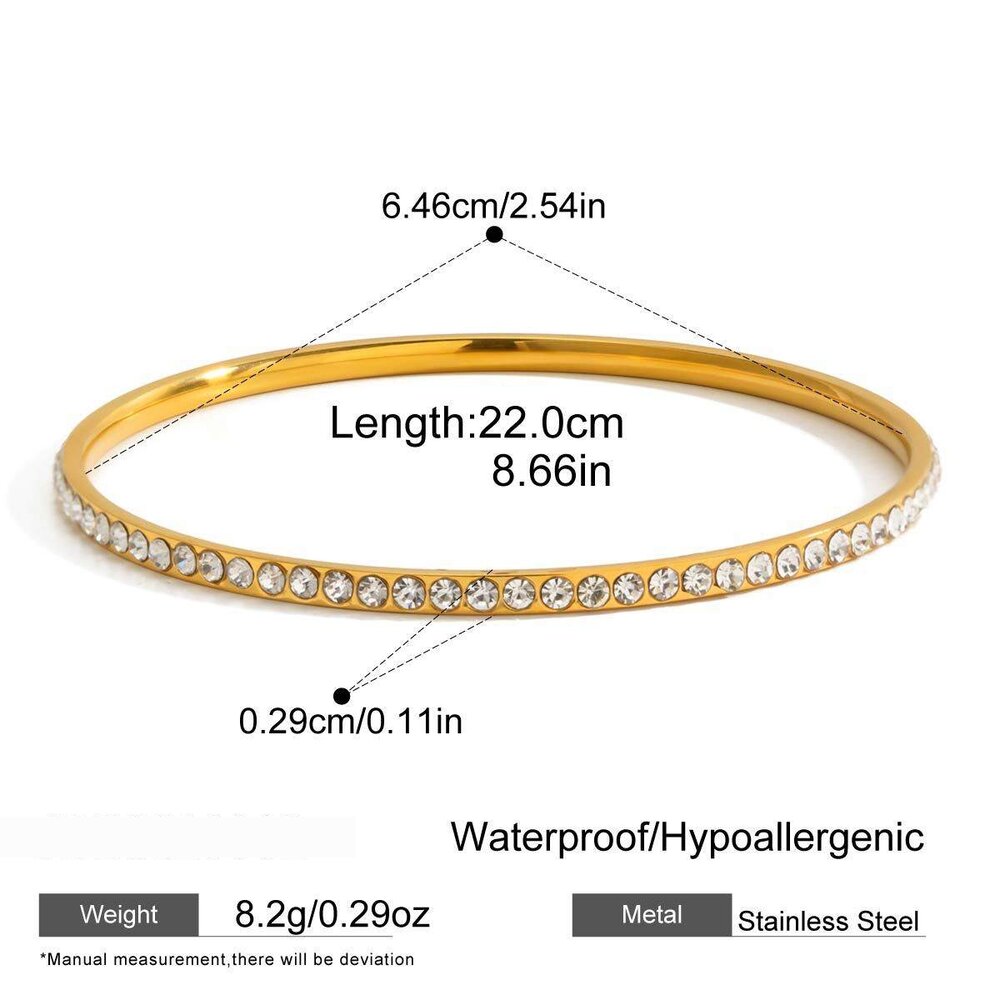 1 Piece Chic Circle Stainless Steel Waterproof Gold Color Women's Bangles h5Picture2