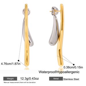 1 Pair Daily Gold&Silver Colors Stainless Steel Waterproof Women's Stud Earrings h5 Picture2