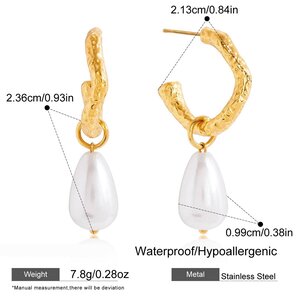 1 Paar Elegante, Wasserdichte Ohrhänger Aus Edelstahl In Goldfarbe Für Damen h5 Bild2