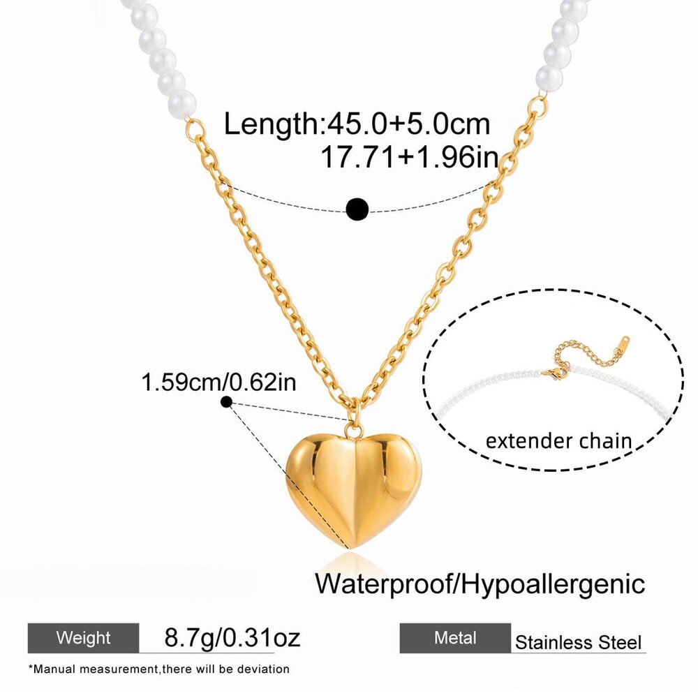 1 Piece Delicate Heart Stainless Steel Waterproof Gold Color Women's Pendant Necklaces Picture2