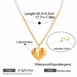 1 Piece Delicate Heart Stainless Steel Waterproof Gold Color Women's Pendant Necklaces h5 Picture2