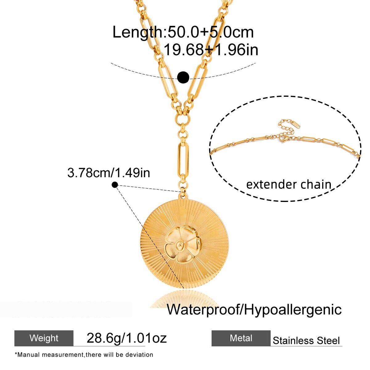 1 Pezzo Elegante Collana Con Ciondolo A Forma Di Camelia In Acciaio Inossidabile Impermeabile Color Oro Da Donna Immagine2