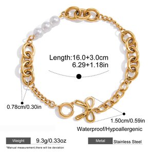 1 Piece Romantic Bow Knot Stainless Steel Waterproof Gold Color Women's Charm Bracelets h5 Picture2