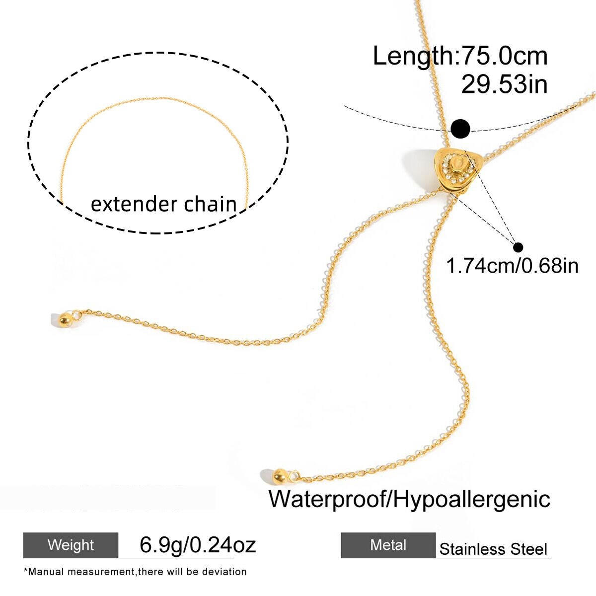 1 Piece Classic Stetson Shape Stainless Steel Waterproof Gold Color Women's Long Necklaces Picture2