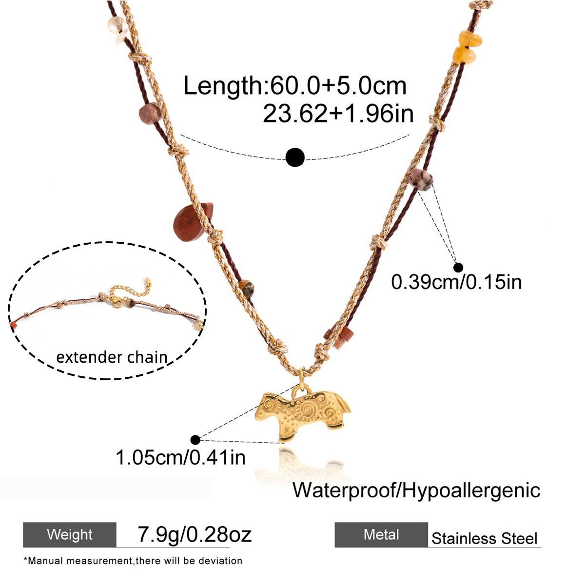 1 Piece Designable Pony Stainless Steel Waterproof Gold Color Women's Pendant Necklaces Picture2