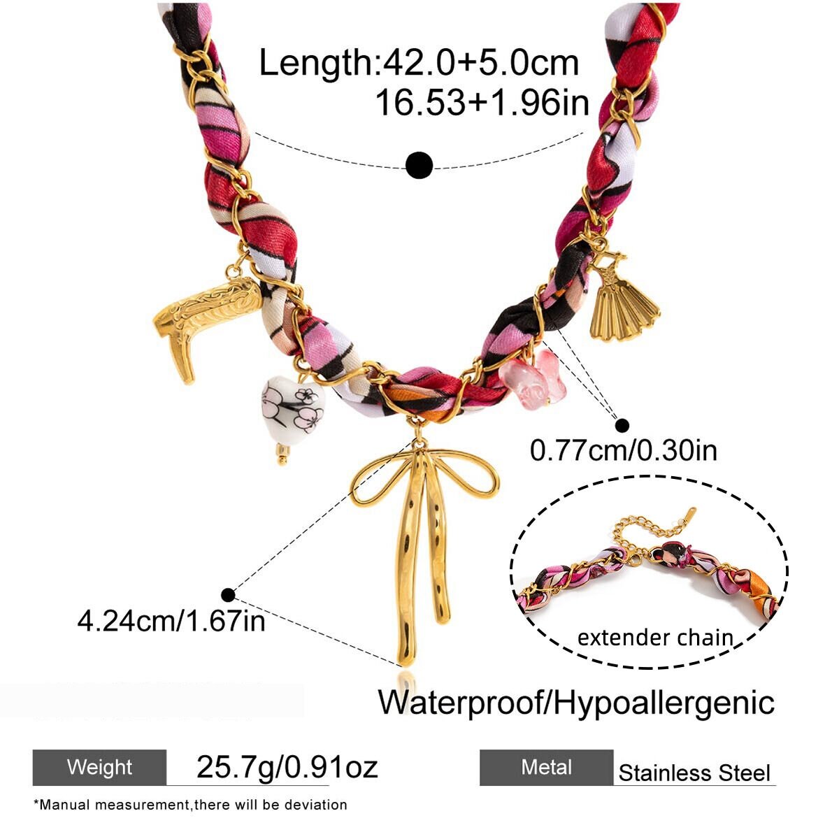 1 Stuk Luxe Strikketting Van Roestvrij Staal, Waterdicht, Goudkleurig, Voor Dames h5 Afbeelding2