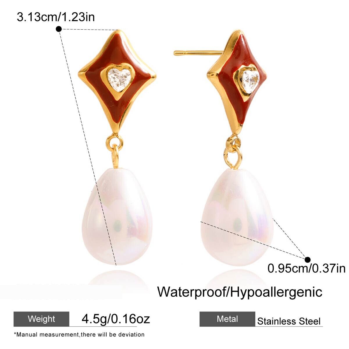 1 Pair Romantic Droplet Stainless Steel Waterproof Gold Color Women's Drop Earrings Picture2