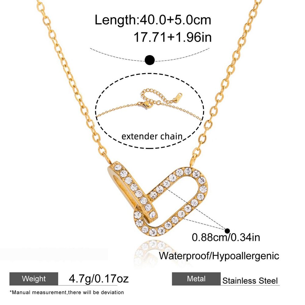 1 Piece Classic Circle Stainless Steel Waterproof Gold Color Zircon Women's Pendant Necklaces Picture2