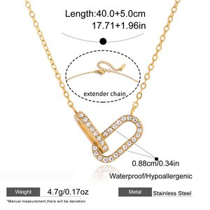 1 Piece Classic Circle Stainless Steel Waterproof Gold Color Zircon Women's Pendant Necklaces h5 Picture2