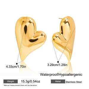 Classic Irregular Heart Stainless Steel Waterproof Gold Color Women's Jewelry Sets h5 Picture2