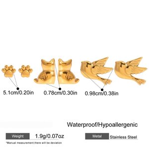 1 Set Vivid Animal Stainless Steel Waterproof Gold Color Women's Earring Sets h5 Picture2