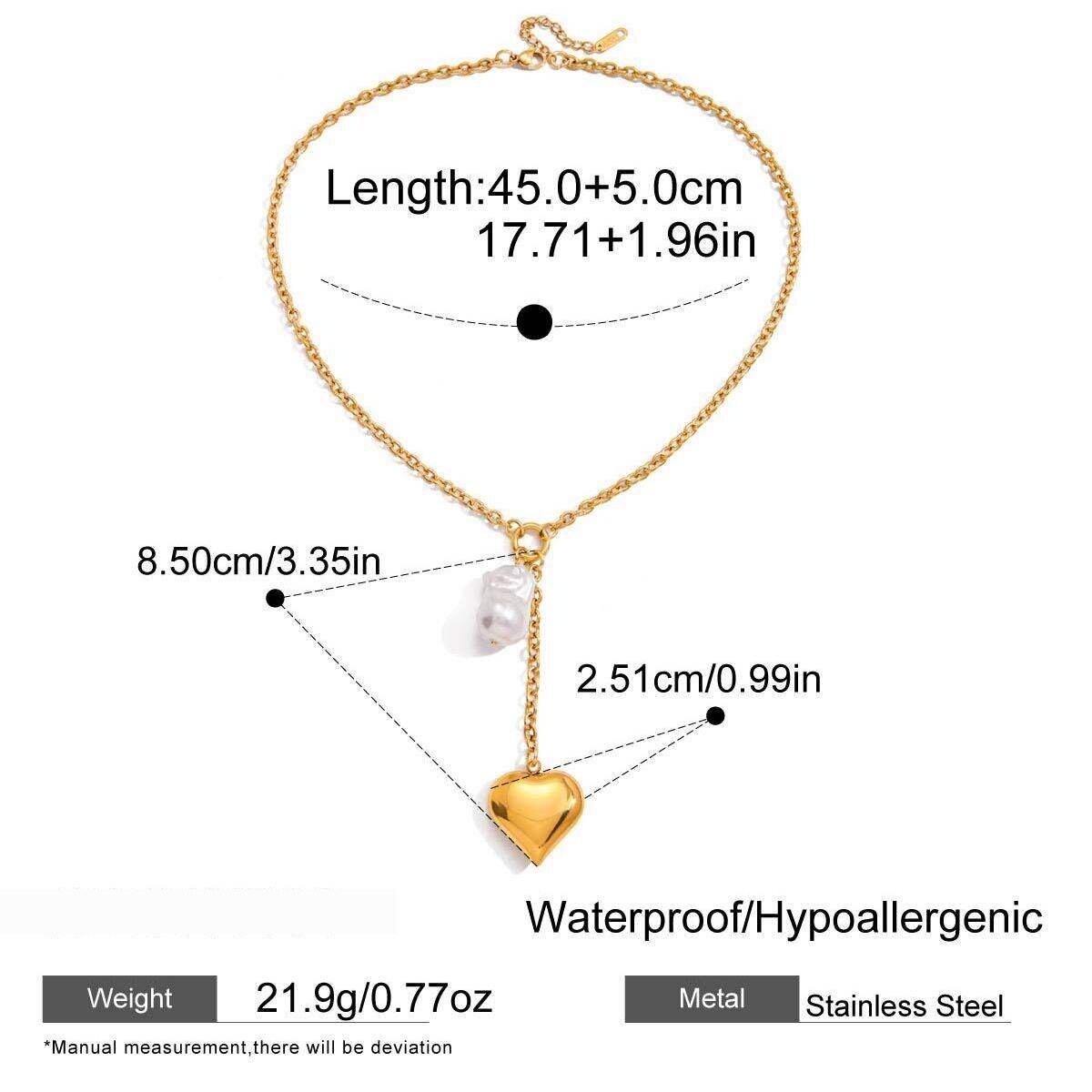 1 Piece Gorgeous Heart Stainless Steel Waterproof Gold Color Women's Pendant Necklaces h5 Picture2