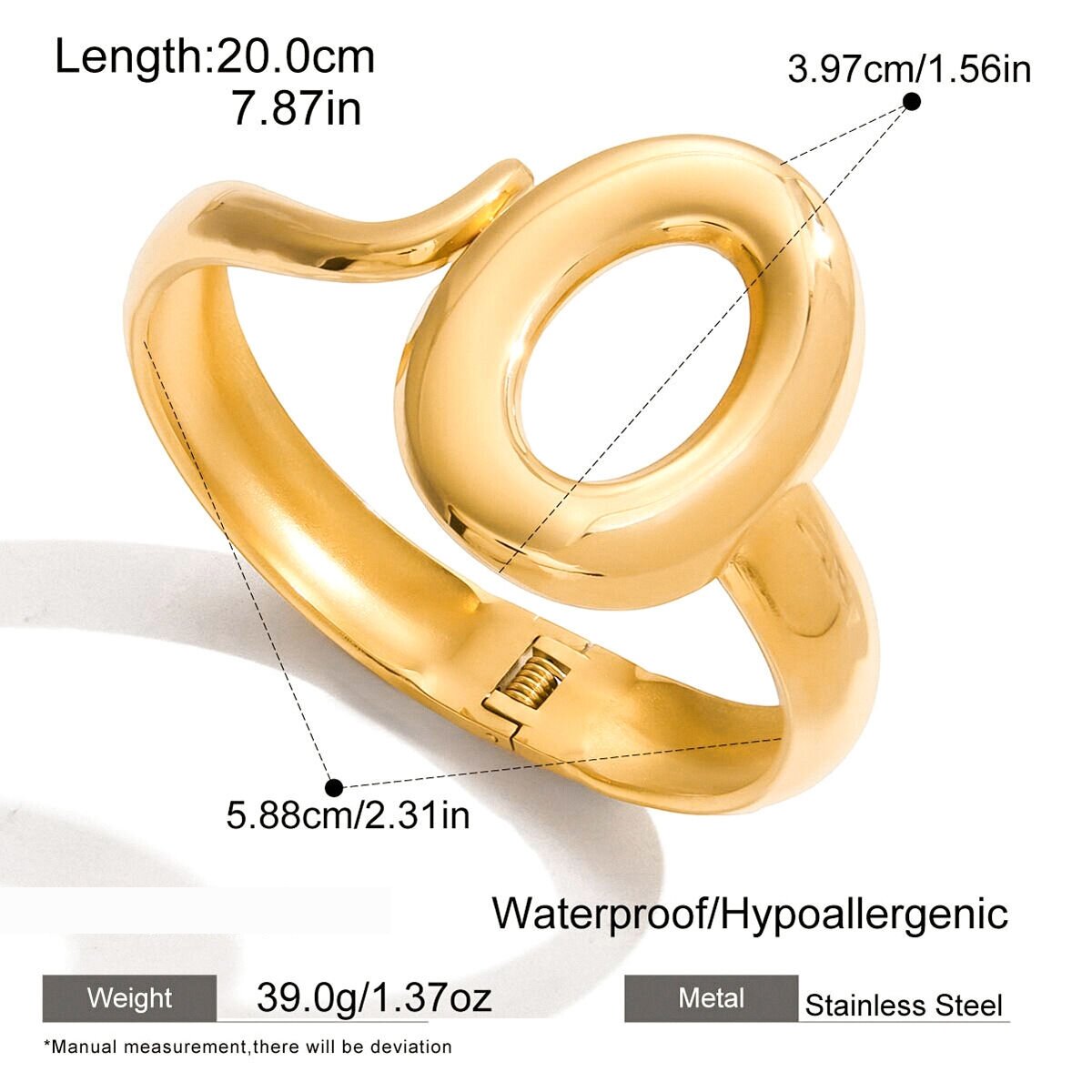 1 Stuk Klassieke Ronde Roestvrijstalen Waterdichte Gouden Damesarmband h5 Afbeelding2