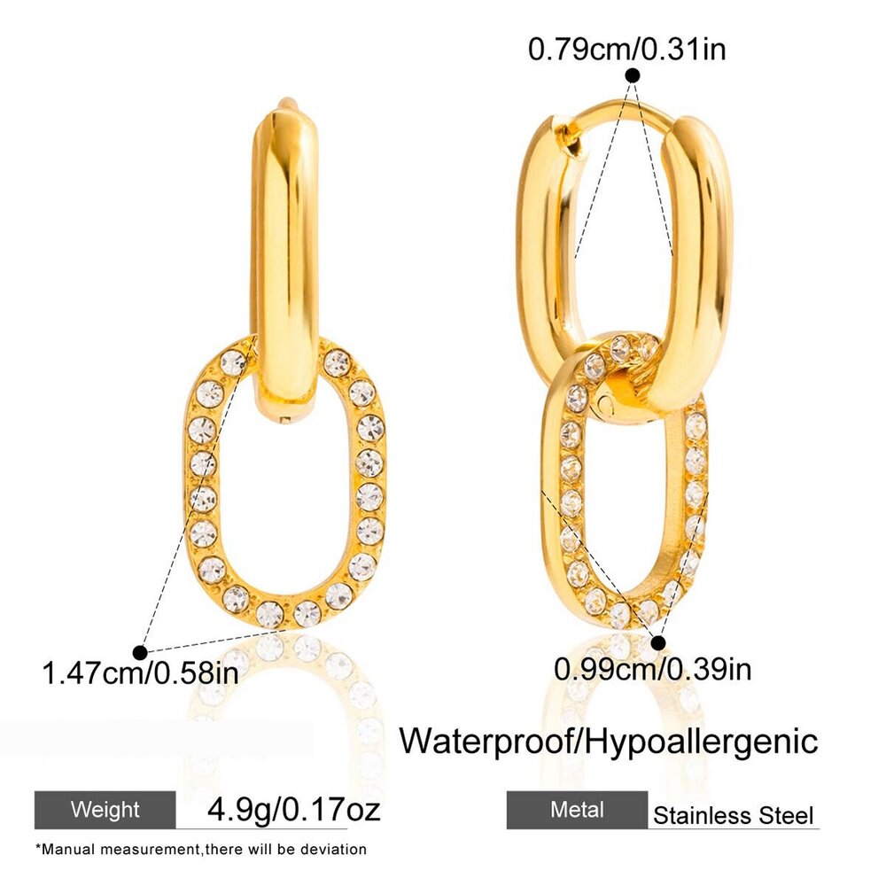 1 Pair Minimalist Circle Stainless Steel Waterproof Gold Color Zircon Women's Ear Cuffs Picture2