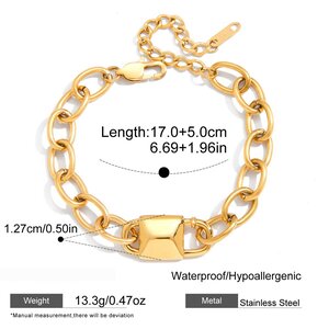 Modern Lock Stainless Steel Waterproof Gold Color Women's Jewelry Sets h5 Picture2