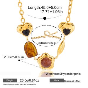 1 Piece Glamorous Flower Irregular Shape Stainless Steel Waterproof Gold Color Acrylic Women's Pendant Necklaces h5 Picture2