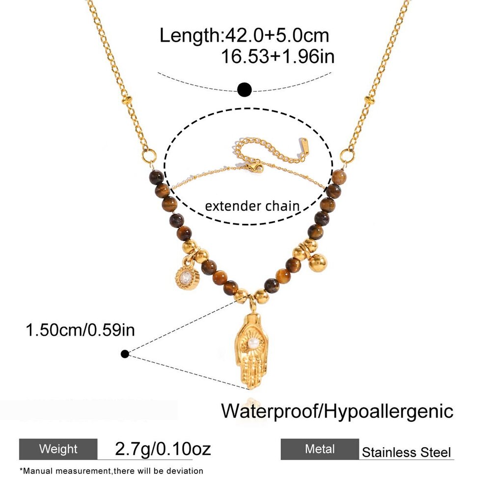 1 Piece Classic Heart Stainless Steel Waterproof Gold Color Natural Stone Women's Pendant Necklaces Picture2