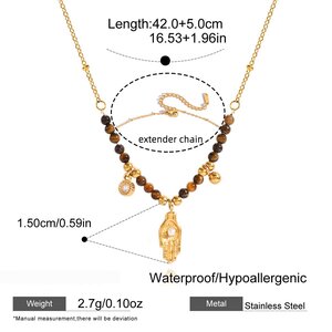 1 Piece Classic Heart Stainless Steel Waterproof Gold Color Natural Stone Women's Pendant Necklaces h5 Picture2