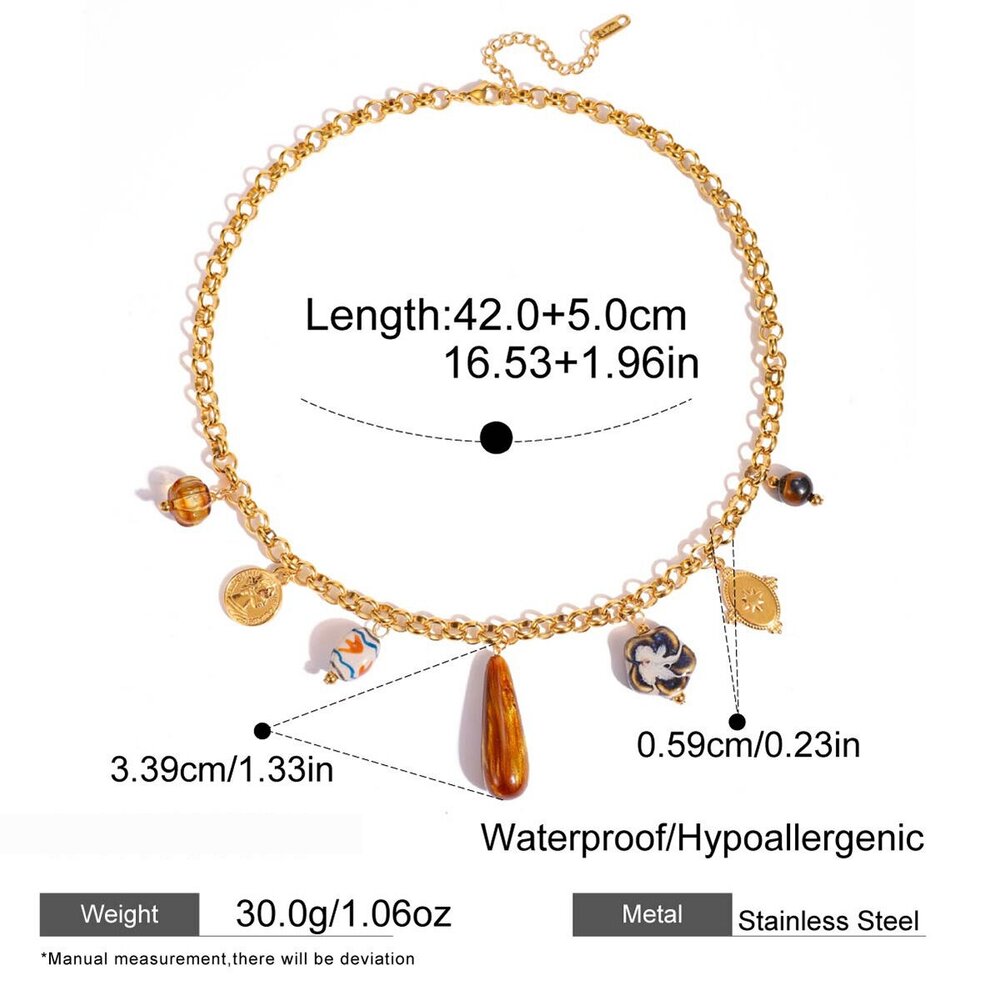 1 Piece Designable Droplet Stainless Steel Waterproof Gold Color Acrylic Women's Pendant Necklaces h5Picture2
