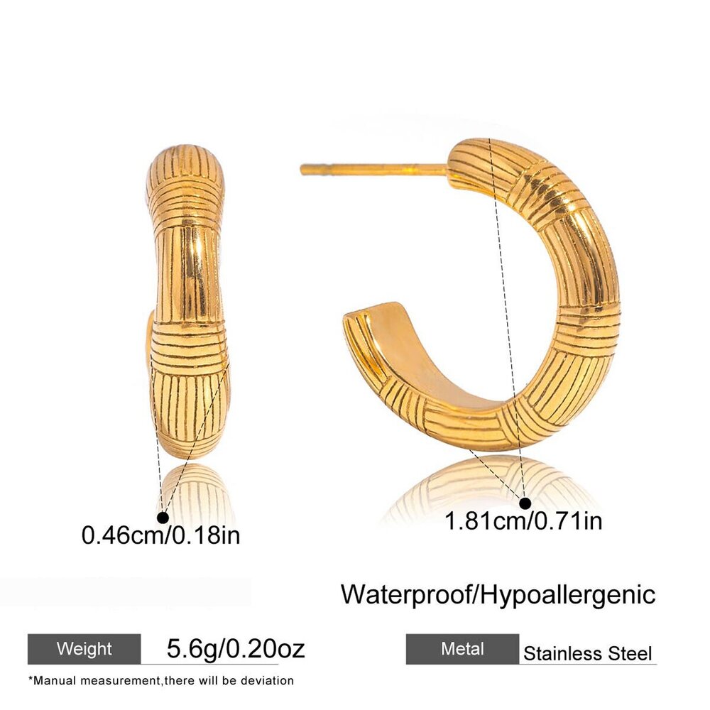 1 Pair Daily Circle Stainless Steel Waterproof Gold Color Women's Hoop Earrings Picture2
