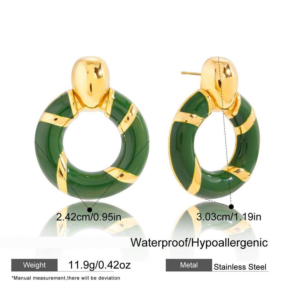 1 Paar Vintage-Ohrstecker Aus Wasserfestem, Goldfarbenem Edelstahl Im Kreis-Design Für Damen