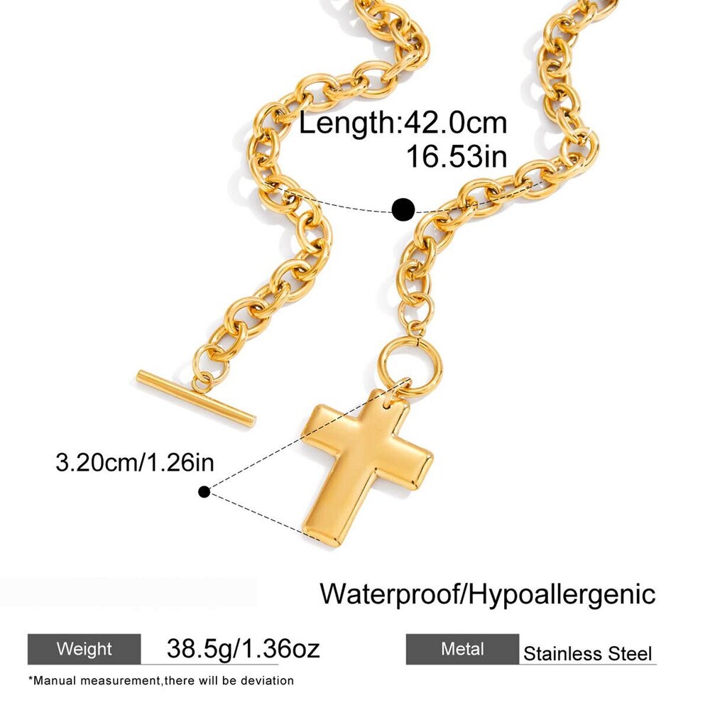 1 Piece Minimalist Cross Stainless Steel Waterproof Gold Color Women's Pendant Necklaces Picture2