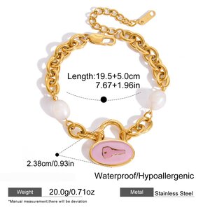 1 Piece Cute Key Stainless Steel Waterproof Gold Color Women's Charm Bracelets h5 Picture2