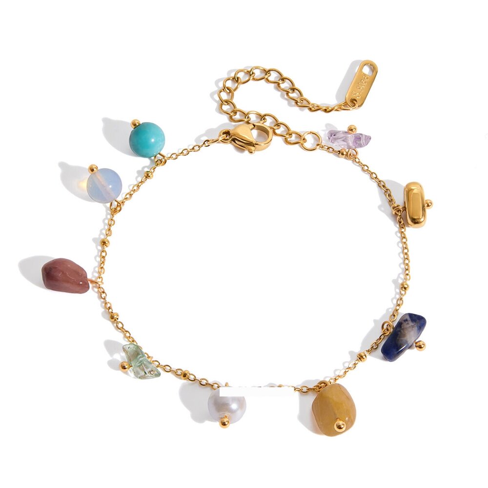 Classic Irregular Shape Natural Stone Stainless Steel Waterproof Women's Jewelry Sets