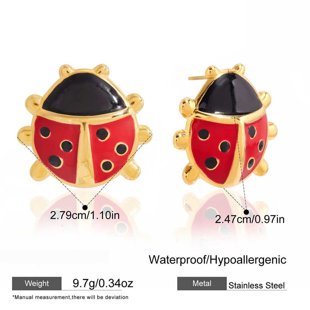 Vivid Ladybird Stainless Steel Waterproof Gold Color Women's Jewelry Sets h5Picture2