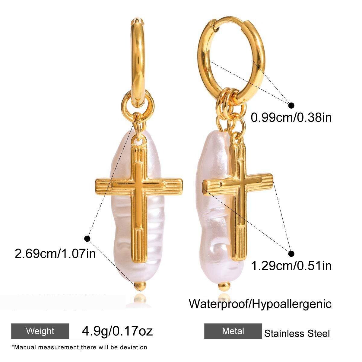 1 Par De Elegantes Pendientes Colgantes De Acero Inoxidable De Forma Irregular, Resistentes Al Agua, De Color Dorado Para Mujer. h5 Imagen2