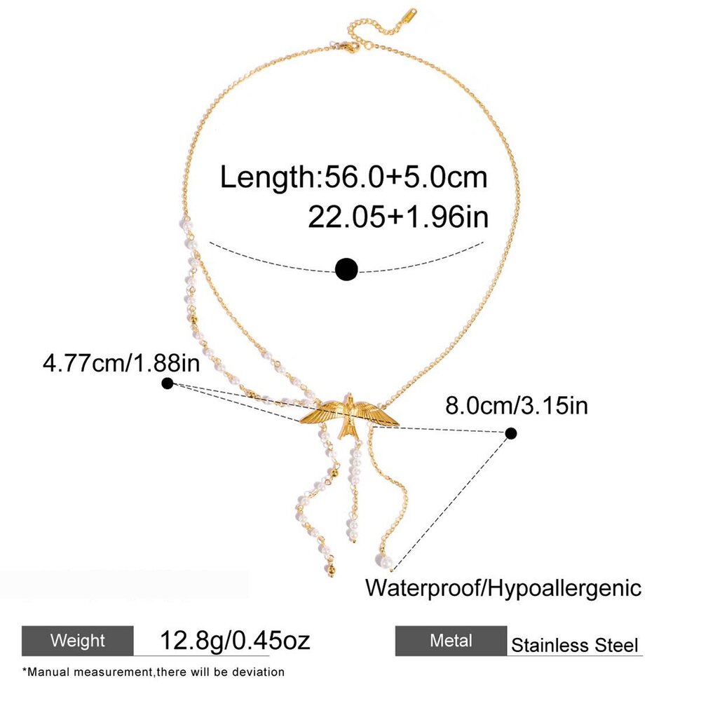 1 Piece Elegant Tassel Birds Stainless Steel Waterproof Gold Color Women's Pendant Necklaces h5Picture2