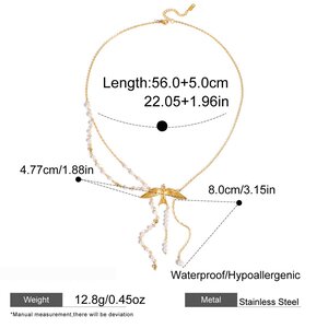 1 Piece Elegant Tassel Birds Stainless Steel Waterproof Gold Color Women's Pendant Necklaces h5 Picture2