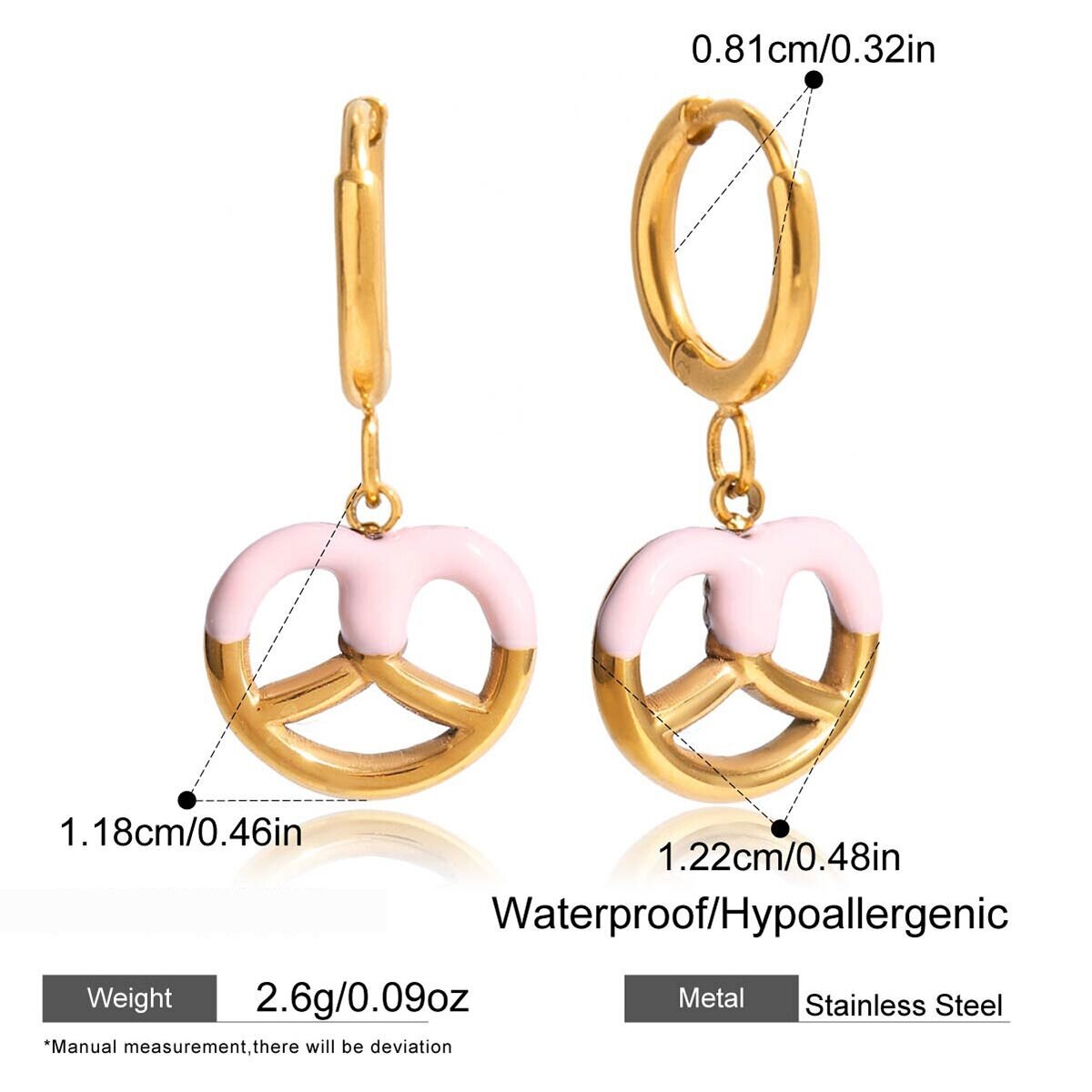 1 Pair Delicate Bread Stainless Steel Waterproof Gold Color Women's Drop Earrings Picture2