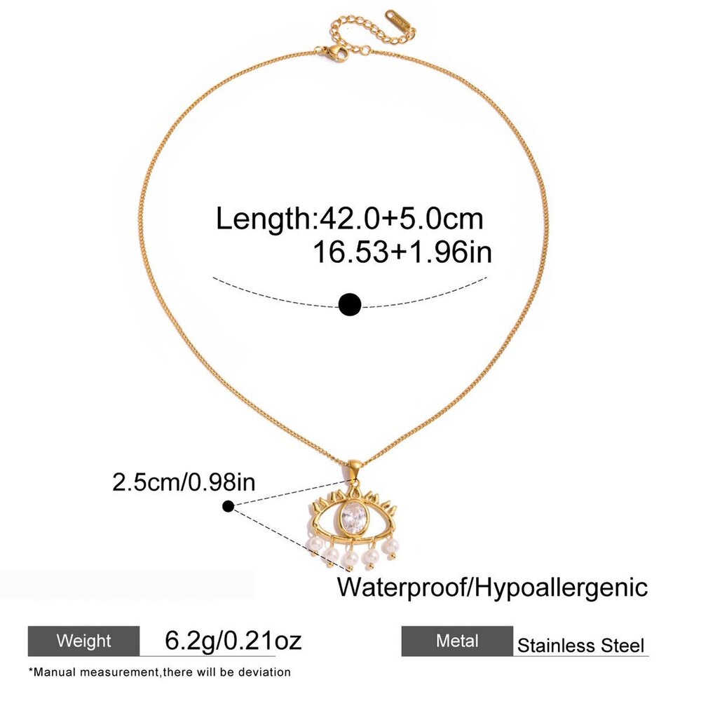 1 Piece Ornate Devil's Eye Stainless Steel Waterproof Gold Color Women's Pendant Necklaces Picture2