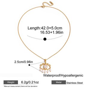 1 Piece Ornate Devil's Eye Stainless Steel Waterproof Gold Color Women's Pendant Necklaces h5 Picture2